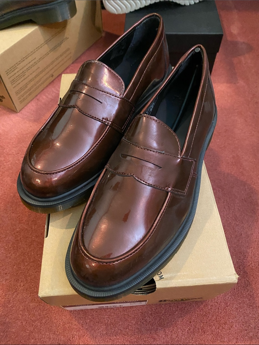 Dr. Martens Women's Burgundy Patent Penny Loafers